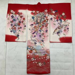 kimono+one◆産着◆お宮参り◆襦袢付き◆七五三◆３歳用◆女の子着物◆七五三お詣り女の子着物こどものひお正月卒業式Y19