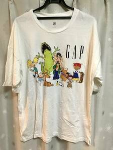 美品【GAP/ギャップ】キャラクター半袖Tシャツ/L★ホワイト★メンズ★USED