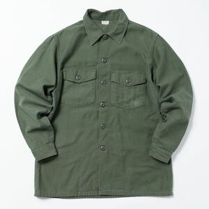 希少サイズ 16 1/2 60s US ARMY OG 107 コットンサテン ユーティリティシャツ ミリタリー vintage Shirt 米軍実物 アメリカ軍 ベトナム戦争