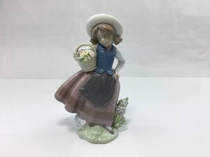 Y/　LLADRO　リヤドロ　5221　甘い花の香り　少女　陶器　置物　0612-06