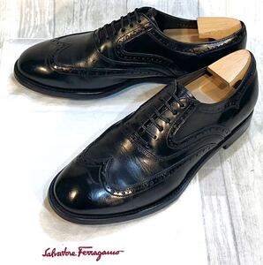 Salvatore Ferragamo フェラガモ◆25.5cm 7.5 3E◆ウイングチップ オックスフォード 革靴 本革 ビジネスシューズ ドレスシューズ ITALY製