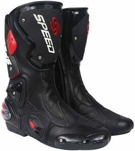 バイク用ブーツ バイク靴 レーシングブーツ PRO SPEED バイク用レーシングブーツ オートバイ靴 （25.5-26cm）41サイズ ブラック