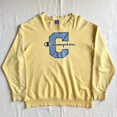 90s　champion　青タグ　デカロゴプリント　ボロスウェット　ビッグサイズ