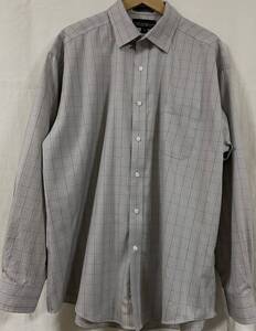 Corfy&Barrow ベージュ系グレンチェック 長袖ワイドカラーシャツ 17 1/2 XL (US-FIT) 訳アリ輸入古着シャツ 特価セール E-476 