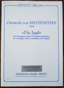 送料無料 金管5重奏楽譜 クリストフ・フォン・ライツェンシュタイン：狩り 試聴可 2Trp/Hrn/2Trb/Timp アンサンブル譜