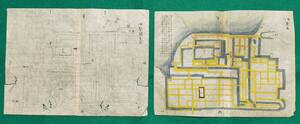 絵図 （城郭図）三重県 伊勢國 桑名城 本図 下図 （2枚セット）古地図 歴史資料（レターパックライト発送）