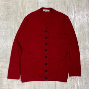 良品 Christian Dior Wool Cardigan クリスチャン ディオール ウール 素材 カーディガン ニットカーディガン SIZE M レッド 系 612