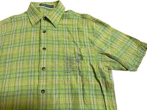 GREENCLUBS グリーンクラブ ロードランナー刺繍　麻混半袖シャツ サイズ3