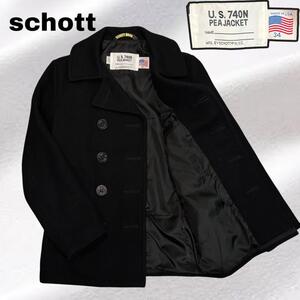 【美品】Schott ショット　Pコート 74ON アメリカ製 ブラック 34