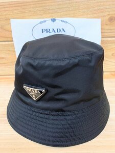 ■ 美品 PRADA プラダ ハット 帽子 バケットハット 1HC137 ナイロン ブラック 黒 Sサイズ 使用感少
