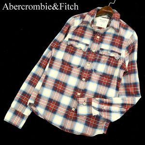 Abercrombie&Fitch アバクロンビー＆フィッチ 秋冬 長袖 ワーク★ チェック ネル シャツ Sz.S　メンズ　A3T12646_A#B