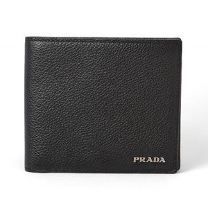 プラダ 財布 PRADA 折財布/札入れ メンズ向け 2MO513 型押しレザー ブラック/グレー