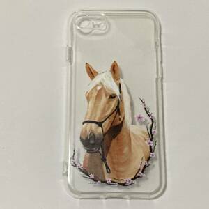 新品送料無料 iphoneケース 7/8/SE2.SE3用 馬と桜のケース 実写風イラスト 動物 ソフトケース 男性 女性 競馬　春