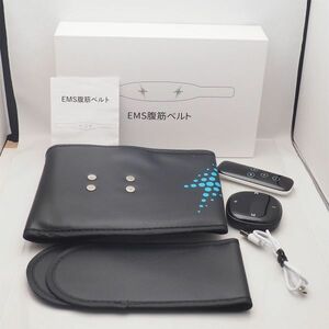 美品 AD-8 EMS腹筋ベルト リモコン付き USB充電式 温度調節 10種類モード 20段階強度 男女兼用 管17205