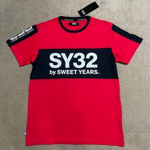 SY32bySWEETYEARS■タグ付き未使用品！前後ブランドロゴ　半袖T M〜Lサイズ相当　エスワイサーティトゥ　