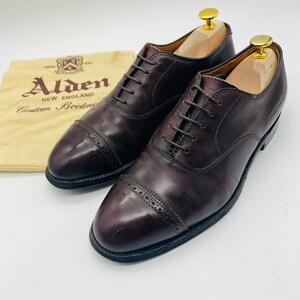 【希少】ALDEN オールデン パンチドキャップ 内羽根 ブローグ 茶色 ブラウン 6.5 24.5cm レースアップ ラスト 革靴 ドレッシー ドレス