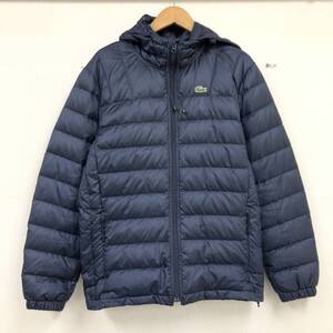 □LACOSTE ダウンジャケット 48/3 紺 ラコステ メンズ フード アウター 複数落札同梱OK B240930-2