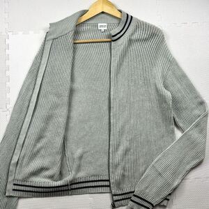 美品/XL相当 ARMANI COLLEZIONI アルマーニコレッツォーニ ドライバーズニット ストレッチ ジャケット 編み込み ケーブル ワンポイントロゴ