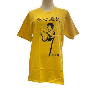 【1円スタート】 レア 希少 Bruce Lee ブルース・リー 半袖Tシャツ イエロー プリントTシャツ メンズMサイズ コットン100% B0108HSS4H