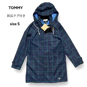 新品 タグ付き TOMMY トミー ヒルフィガー DIAPLEX 撥水 ナイロン ASHTON HOODED COAT 2way フード ジャケット コート チェック グリーン S