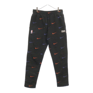 NIKE ナイキ ×KITH AOP FLEECE PANT キス スウォッシュプリント コットン スウェットパンツ ブラック CZ1792-010