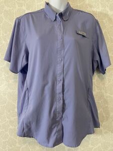 Women’s Columbia PFG Vented SS XLarge Lilac Short Sleeve Fishing Outdoor 海外 即決