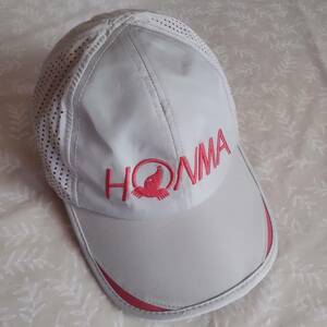 美品！　ホンマ　HONMA　キャップ　軽量約54g　やや光沢 グレー/レッド　マジックテープ　裏メッシュ生地　蒸れにくい