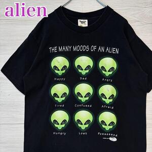 【入手困難】 エイリアン　Tシャツ　Lサイズ　ヴィンテージ　宇宙人　海外輸入　90s シングルステッチ　ゆったり　ビッグプリント　キャラ