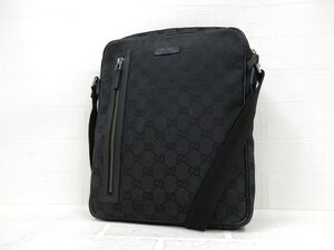 ◆美品◆GUCCI グッチ◆メンズ◆GGキャンバス カーフ レザー 本革◆ショルダー バッグ◆ブラック シルバー金具◆イタリア製◆A8936