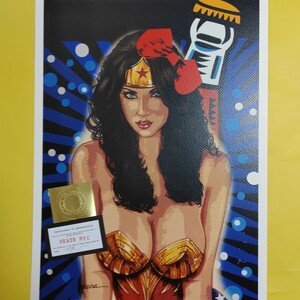 DEATH NYC 世界限定100枚 アートポスター　ワンダーウーマン WONDER　WOMAN　レッドリボン　ディズマランド　Banksy　バンクシー Coca-Cola