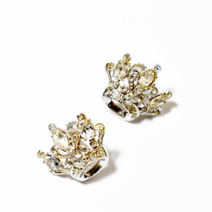 Vintage　CORO 　1950′s 　clear rhinestone silvermetal crown motif earrings
