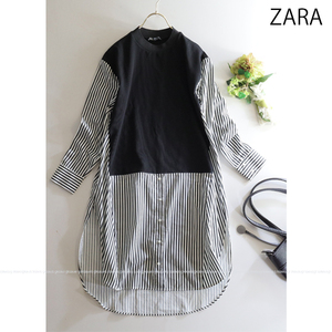 ZARA ザラ★大人可愛い♪ベストレイヤード風ストライプシャツワンピース