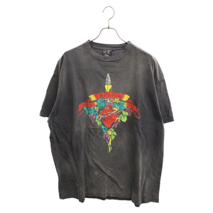 SAINT MICHAEL セントマイケル 24SS ヴィンテージ加工 BEATING プリントTシャツ 半袖カットソー 半袖Tシャツ ブラック SM-YS8-0000-C44