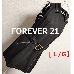 FOREVER21 黒 L ベルト ノースリーブ ミニワンピ フォーエバー21 ファスナー ブラック オフィスカジュアル ジャケット コート 秋冬 秋服