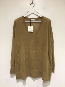 【新品タグ付き】ZARA　ザラ　トップス　ニット　カットソー２０２１SS　Vネック　ベージュ　薄手　サイズM 