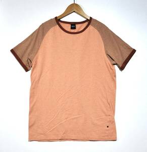 即決【HUGOBOSS】ヒューゴボス ラグランTシャツ オレンジ L 古着