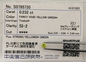 【即決】天然グリーンダイヤモンドルース 0.232ct トリート 鑑別 CGL│A6124eb【カラー】