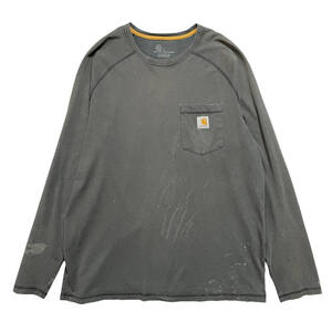 【期間限定SALE】USA 古着 carhartt カーハート ポケット付き ラグランスリーブ 長袖Tシャツ メンズL ブラック 黒 BA1795