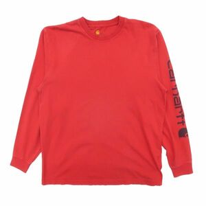 古着 カーハート CARHARTT ロングスリーブTシャツ ロンT レッド サイズ表記：M　gd80580