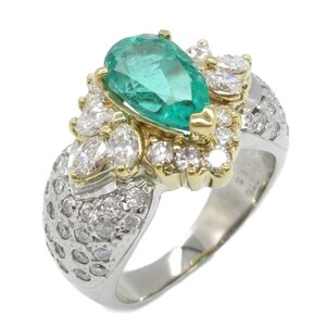 ジュエリー エメラルド ダイヤモンド リング ブランドオフ JEWELRY Pt900プラチナ リング・指輪 PT900/K18 中古 レディース