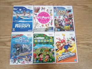 Wii ゲームソフト 6本セット マリオスポーツミックス 大乱闘スマッシュブラザーズX 街へいこうよ どうぶつの森 等