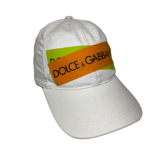 春夏メンズ ドルチェ&ガッバーナ 2019ss DG KING ロゴマニア クロスロゴ ボンディング ホワイト オレンジxライムグリーン キャップ 帽子