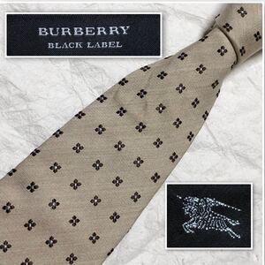 ■美品■BURBERRY BLACK LABEL バーバリーブラックレーベル　ネクタイ　花柄　総柄　シルク100% 日本製　三陽商会　ベージュ