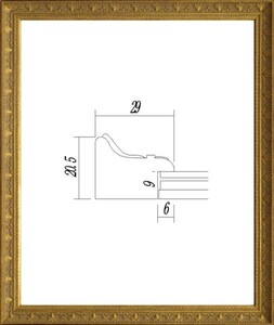 デッサン用額縁 UVカットアクリル付 8206 半切 アンティークゴールド 金