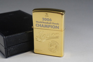 【w227】Zippo／ジッポ　ジッポー　2006年　WBC　優勝記念モデル　シリアル/No.0406　ゴールドカラー　専用ケース入り　火花確認済み