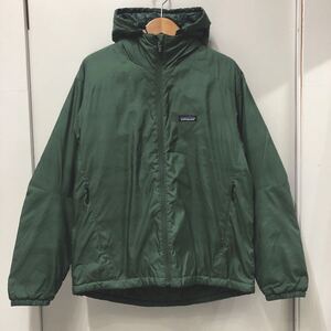 Patagonia パタゴニア 中綿 フード ナイロンジャケット グリーン メンズ Sサイズ アウター ワンポイントロゴ アウトドア キャンプ 古着