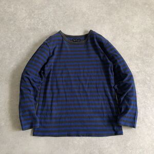 agnes b.●グレーxブルー ボーダー ロンT L/S Tシャツ●アニエスベー