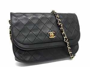 1円 ■美品■ CHANEL シャネル ココマーク マトラッセ ラムスキン チェーン ショルダーバッグ 肩掛け レディース ブラック系 AZ2281