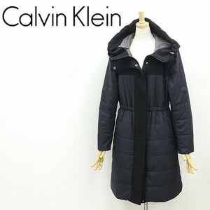 ◆Calvin Klein カルバンクライン カシミヤ混 ウール×ナイロン 切替 リバーシブル 中綿 フーデッド コート 6