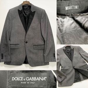 【最高級/MARTINI/カシミヤ&シルク混/ペイズリー柄】極美品◎DOLCE&GABBANA/ドルチェ&ガッバーナ バーズアイ タキシードジャケット(48/L位)